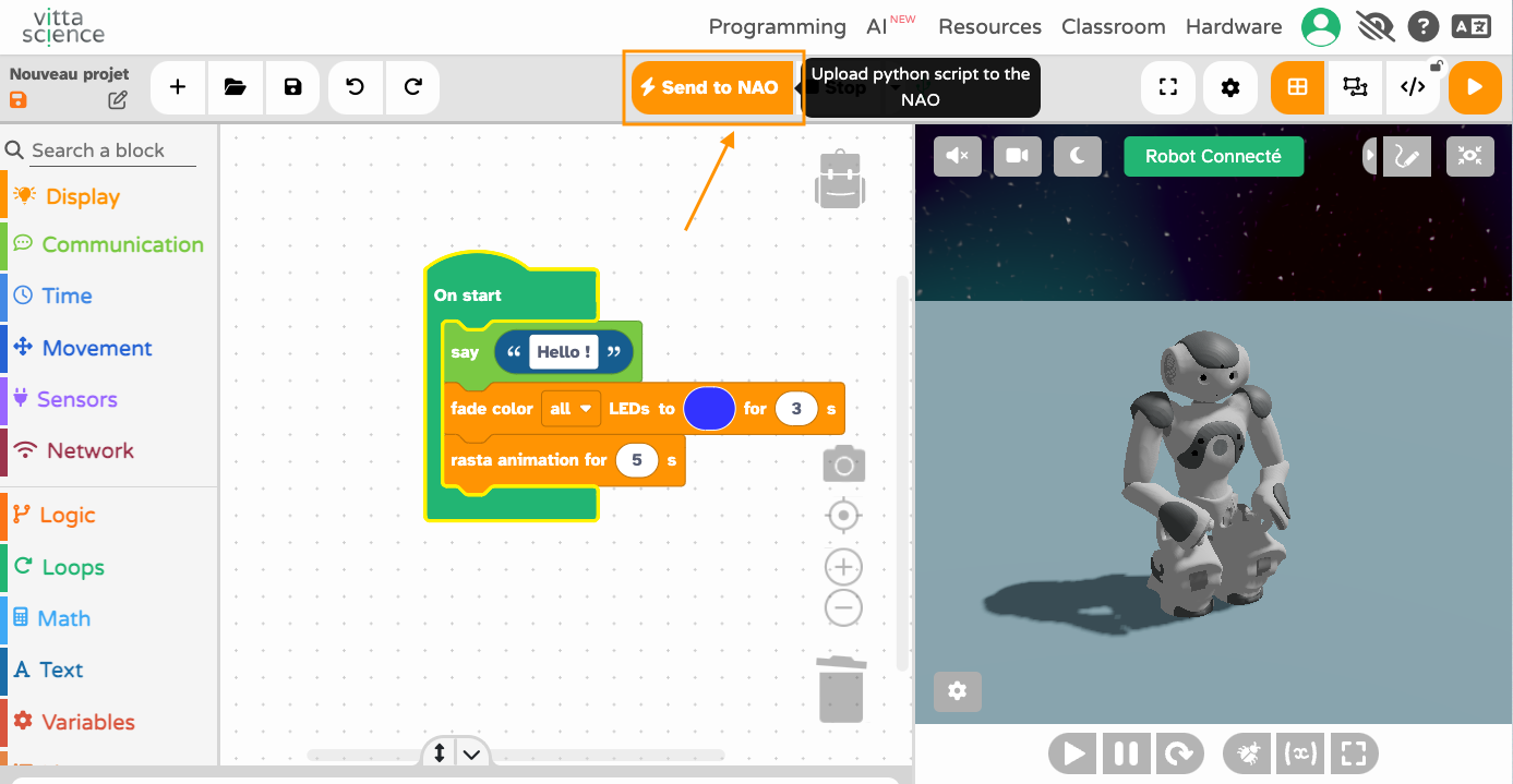 Upload code to NAO V6 
