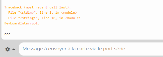 REPL MicroPython dans la console Vittascience 